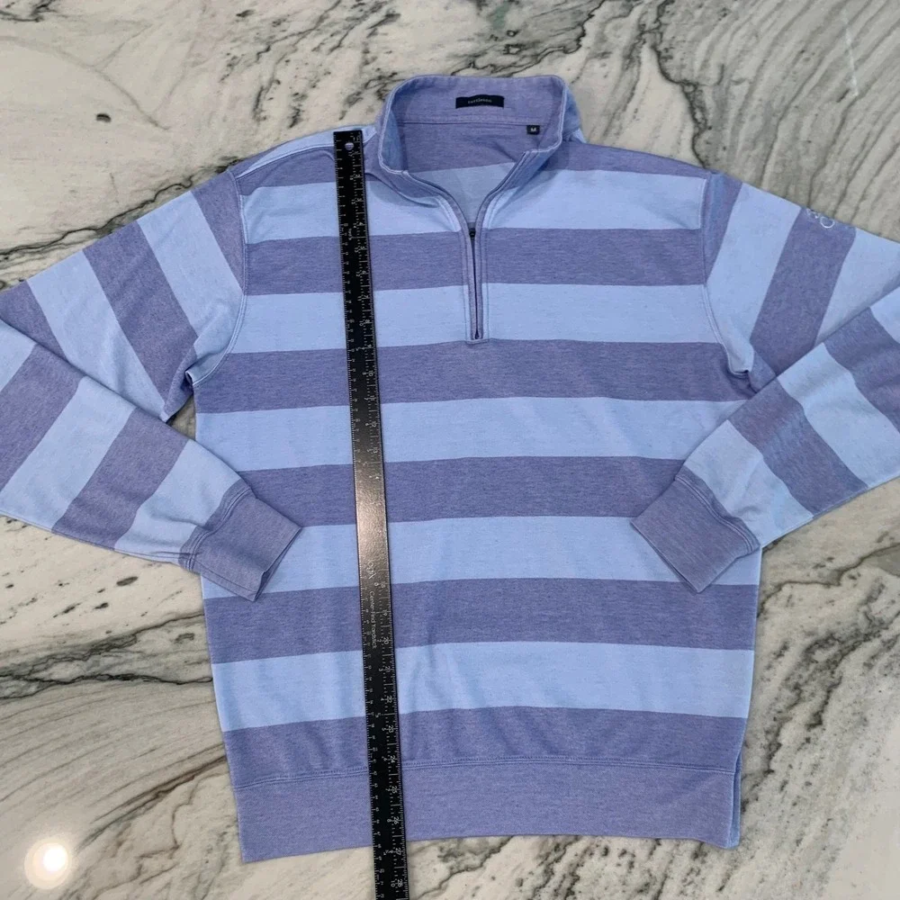 Turtleson Mens Striped‎ 1/4 Zip Pullover 12 Oaks Golf Shirt Medium Blue